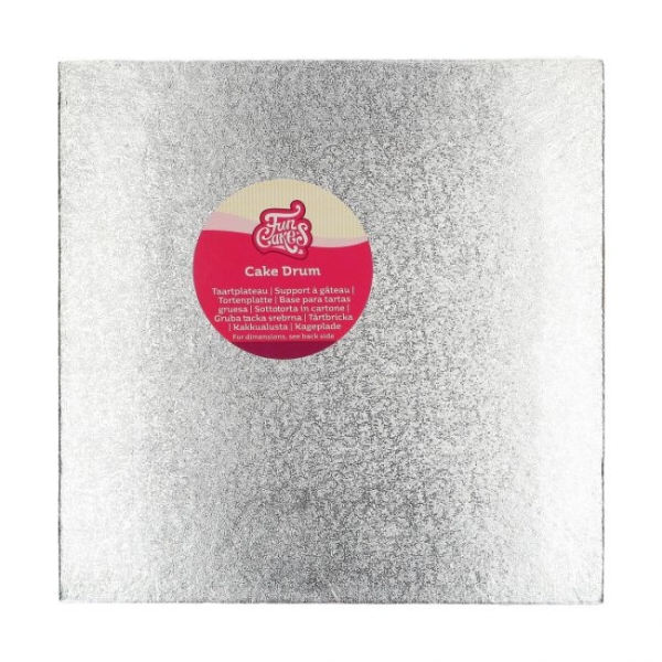 Cake Board Square 305mm (12") / Thickness 12mm - Silver